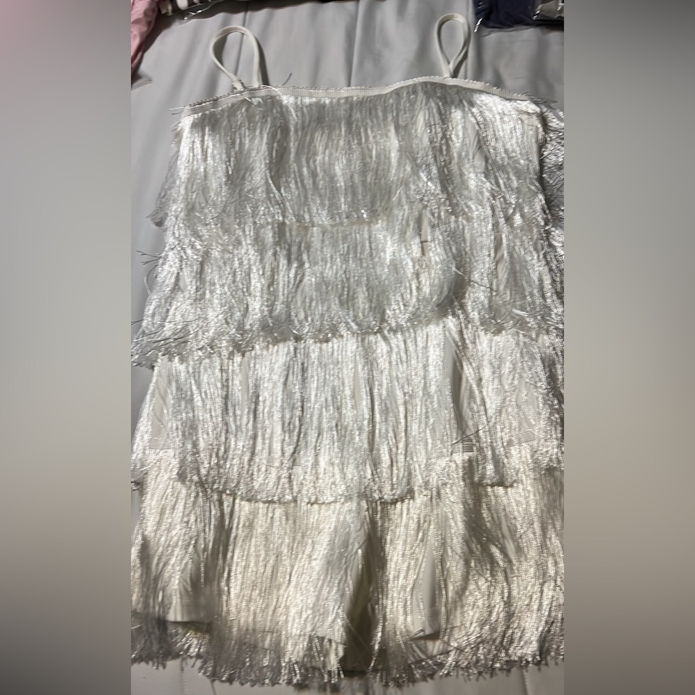 White large fringe dress